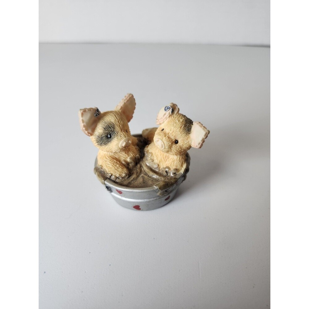 Vintage 1995 ENESCO This Little Piggy Figurine Sloppy Hogs and Kisses